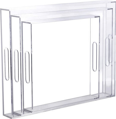 16x12x2inch 5mm PMMA a moulé le plexiglass fait sur commande Tray With Handles acrylique clair